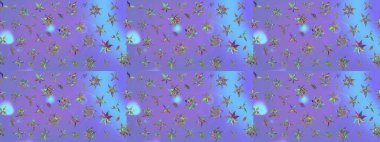 Raster illüstrasyonundaki çiçek desenli çizim. Süslü kumaş deseni. Düz Çiçek Elementleri Tasarımı. Renkli Bahar Teması çizim şablonu.