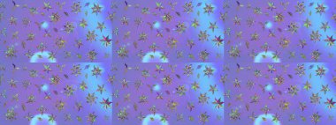 Raster illüstrasyonu. Mor renklerde. 3D çiçekler, çizim.