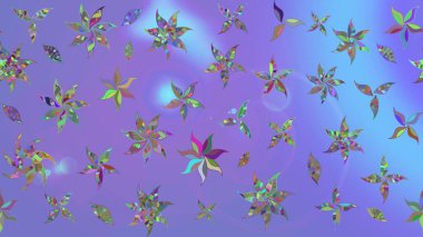 Düz Çiçek Elementleri Tasarımı. Mor renkli çiçekler. Sevimli çiçek raster deseni. Renkli Bahar Teması çizim şablonu.