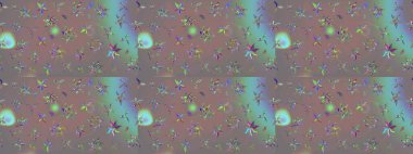 Raster illüstrasyonu. Gri renkli Asya tekstili. Suluboya çiçekli çiçek deseni.