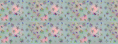 Tekstil veya kitap kapakları, imalat, duvar kağıtları, baskı, hediye paketi ve yapıştırma kitabı için çiçek eskizi geçmişi. Raster illüstrasyonu. Küçük ölçekli çiçeklerdeki basit sevimli desen.