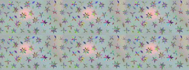 Küçük çiçekte hoş bir çiçek deseni var. Çiçeksel elementlerle süslenmiş zarif raster dokusu. Parlak çiçekli gri renkler üzerine soyut çizim deseni.