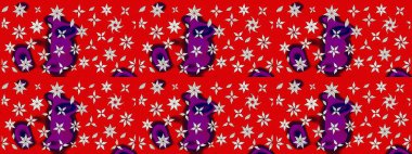 Raster Illustrasyon 'daki Çiçek Deseni' nin son moda çizimi. Kırmızı renkte çiçekler. Renkli Yaz Temalı eskiz kalıbı. Düz Çiçek Elementleri Tasarımı.