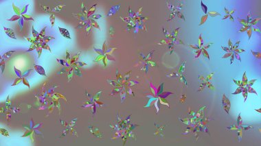 Renkli Bahar Teması eskiz kalıbı. Gri renkli çiçekler. Raster illüstrasyonu. Düz Çiçek Elementleri Tasarımı. Çiçekli çiçek deseni, suluboya..