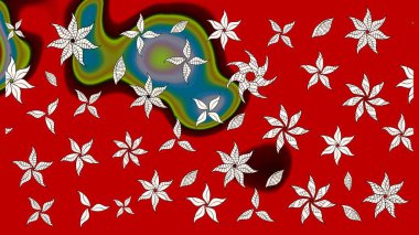 Renkli Yaz Temalı eskiz kalıbı. Raster Illustrasyon 'daki Çiçek Deseni' nin son moda çizimi. Güzel kumaş deseni. Düz Çiçek Elementleri Tasarımı.