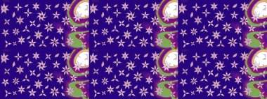 Düz Çiçek Elementleri Tasarımı. Renkli Bahar Teması eskiz kalıbı. Raster illüstrasyonundaki çiçek desenli çizim. Güzel kumaş deseni.