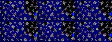 Raster illüstrasyonundaki çiçek desenli çizim. Suluboya tarzında mavi renkte çiçekler.