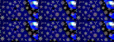 Mavi renkli çiçekler. Renkli Yaz Temalı eskiz kalıbı. Raster Illustrasyon 'daki Çiçek Deseni' nin son moda çizimi. Düz Çiçek Elementleri Tasarımı.