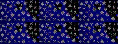 Raster illüstrasyonundaki çiçek desenli çizim. Mavi renkte çiçekler.