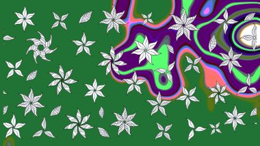 Küçük çiçekteki sevimli çiçek deseni. Yumuşak, yeşil renkli yaz çiçekleri. Raster deseni. Raster illüstrasyonu.