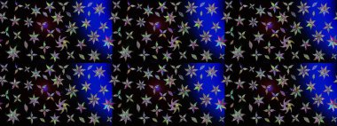 Düz Çiçek Elementleri Tasarımı. Renkli Bahar Teması eskiz kalıbı. Siyah renkli çiçekler. Sevimli çiçek raster deseni.