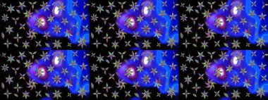 Yumuşak, bahar çiçekleri siyah renklerde. Çiçek ve yapraklı karalama şeklinde Raster çiçek deseni. Raster illüstrasyonu.