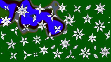 Raster illüstrasyonu. Çiçekli çiçek deseni, suluboya. Düz Çiçek Elementleri Tasarımı. Yeşil renkli çiçekler. Renkli Bahar Teması çizim şablonu.