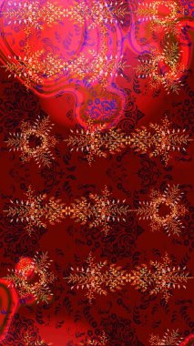 Kar tanesi süsü Raster illüstrasyonu. Güzel süs eşyası. Kar taneleri izole edildi. Kırmızı, kahverengi ve siyah renkte kar tanesi süsü.