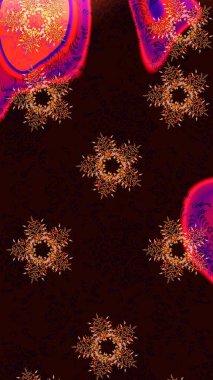 Bokeh siyahı, kahverengisi, kırmızısı ve kar taneleri olan dekoratif Noel arkaplanı. Raster illüstrasyonu.