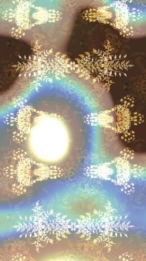 Retro tekstil tasarım koleksiyonu. El çizimi çiçek unsurları olan soyut çizim raster deseni. Çiçekli ipek eşarp. Bej, nötr ve kahverengi, bej, nötr, kahverengi. 1950 'ler-1960' lar motifleri