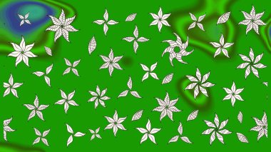 Çiçekli çiçek deseni, suluboya. Yeşil renkli çiçekler. Düz Çiçek Elementleri Tasarımı. Raster illüstrasyonu. Renkli Bahar Teması çizim şablonu.