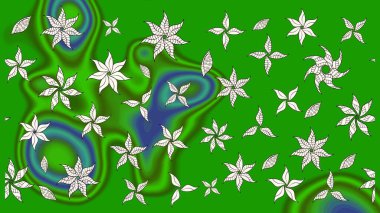 Yumuşak, yeşil renkli bahar çiçekleri. Raster illüstrasyonu. Raster çiçek desenli ve çiçekli..