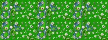 Desen, çizim, çiçek sınırı. Çiçek çelengi. Güzel, parlak, pürüzsüz kumaş, tuval. Kıvırcık, parlak örgü. Eski moda arka plan. Raster illüstrasyonu.