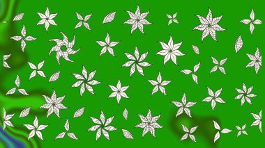 Hediye ambalaj kağıdı, tebrik kartları, posterler ve pankart tasarımı. Raster düz çiçek çizim deseni. Yeşil renkte çiçekler.