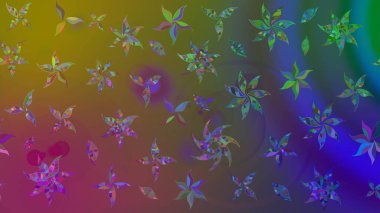 Renkli Bahar Teması eskiz kalıbı. Raster. Düz Çiçek Elementleri Tasarımı.