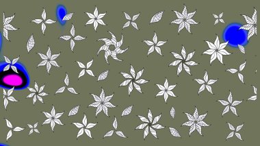 Asya tekstil tarzında. Çiçek desenli çizim. Yeşil renkli çiçekler. Raster illüstrasyonu. Raster illüstrasyonu.