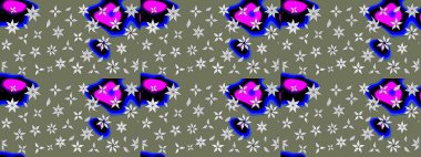 Çizim çiçek deseni duvar kâğıdı olarak kullanılabilir. Yeşil renkli çiçekler. Raster illüstrasyonu.