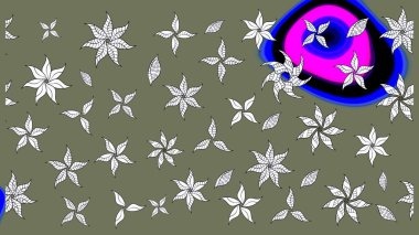 Düz Çiçek Elementleri Tasarımı. Renkli Bahar Teması eskiz kalıbı. Raster..