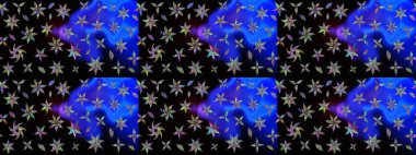 Çiçekli karalama şeklinde Raster çiçek deseni. Raster illüstrasyonu. Nazikçe, yaz çiçekleri siyah renklerde.