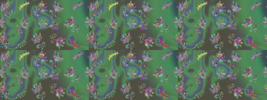 Eski usul küçük çiçekli şirin bir eskiz deseni. Moda arka planında parlak buketler. Kumaş, duvar kağıdı ve kağıt üzerine baskı yapmak için gelişen arka plan. Raster illüstrasyonu.