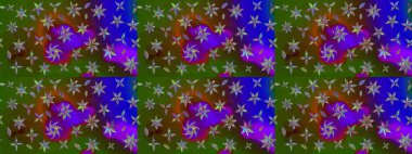 Yumuşak, yeşil renkli bahar çiçekleri. Yaprak ve çiçeklerin suluboya resimleri, yeşil renkte çizimler. Raster illüstrasyonu.