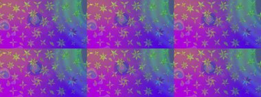 Mor renkli çiçekler. Hediye ambalaj kağıdı, tebrik kartları, posterler ve pankart tasarımı. Raster düz çiçek çizim deseni.