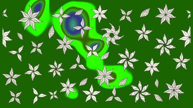 Yeşil renkli Asya tekstili. Raster illüstrasyonu. Çiçek desenini çiz.