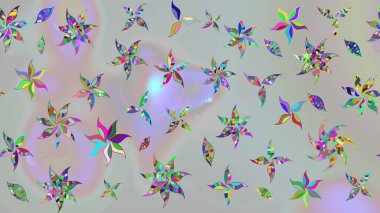 Raster illüstrasyonu. Küçük çiçekli yay deseni çiz. Suluboya tarzında gri renkler üzerine.