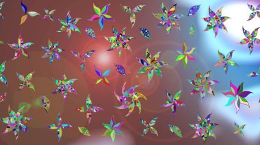 Düz Çiçek Elementleri Tasarım Raster illüstrasyonu. Kahverengi renkli çiçekler. Renkli Bahar temalı eskiz kalıbı. Çiçekli çiçek deseni, suluboya..