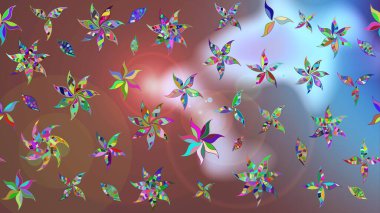 Raster illüstrasyonu. Güzel kumaş deseni. Çiçek desenli çizim. Düz Çiçek Elementleri Tasarımı. Renkli Bahar Teması eskiz kalıbı. Asya tekstil tarzında.