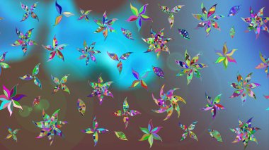 Poster ya da kapak için arka plan. Tekstil için figür. Davetiye ve kartpostal tasarımı için dekoratif çiçek unsurları. Şirin, zarif çiçekler Raster illüstrasyonu. Yapraklı çizim deseni.