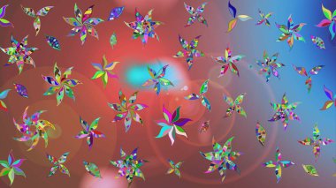 Kahverengi renkli Asya tekstili. Suluboya çiçekli çiçek deseni. Raster illüstrasyonu.