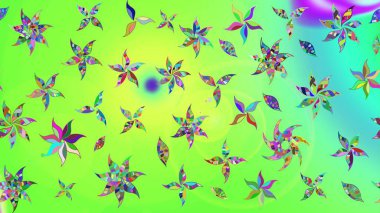 Çiçek desenli eskiz, yaz çiçekleri. Düz Çiçek Elementleri Tasarımı. Yeşil renkli çiçekler. Renkli Bahar Teması çizim şablonu.