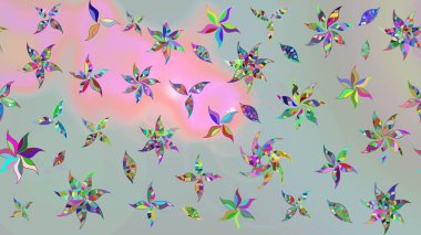 Bir sürü gri ve soyut çiçekli tropik eskiz deseni. Varicologray Raster çizimi. Küçük çiçekte sevimli çiçek deseni var..