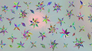 Sevimli çiçek raster deseni. Düz Çiçek Elementleri Tasarımı. Gri renkli çiçekler. Renkli Bahar Teması çizim şablonu.