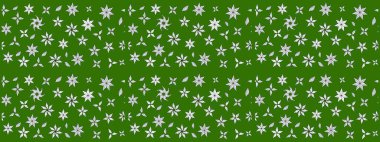 Yeşil renkli etnik çiçeklerle süslenmiş zarif bir eskiz şekli. Asya Tekstil 'inde Raster Çiçek İllüstrasyonu.