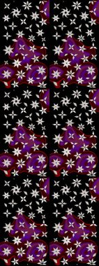 Tekstil, kumaş, ambalaj, hatıra defteri için hoş bir çiçek arkaplanı. Çocuksu tasarım. Siyah arka planda. Elle çizilmiş karalama çiçekleri ile Raster çizim deseni.