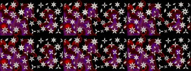 Raster illüstrasyonundaki çiçek desenli çizim. Siyah renkli çiçekler. Renkli Bahar Teması eskiz kalıbı. Düz Çiçek Elementleri Tasarımı.