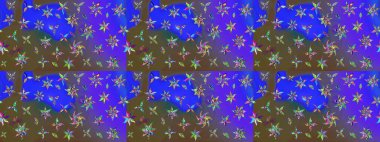 Düz Çiçek Elementleri Tasarımı. Raster illüstrasyonundaki çiçek desenli çizim. Mor renkli çiçekler. Renkli Yaz Teması çizim şablonu.