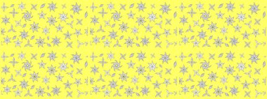 Renkli sarı çizim kalıbı. Doodle tarzı. Elle çizilmiş sonbahar çiçeği deseni. Sarı renkli çiçekler. Tekstil ve kapak tasarımı için mükemmel.