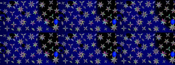 Raster illüstrasyonundaki çiçek desenli çizim. Suluboya tarzında mavi renkte çiçekler.