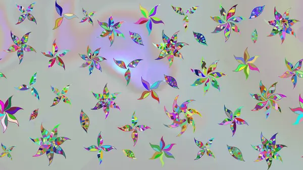 Düz Çiçek Elementleri Tasarımı. Çiçeksel fantezi tasarımı ve parlak bir arka plan çizimi. Renkli Bahar Teması çizim şablonu.