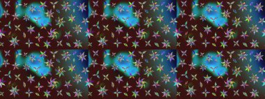 Sevimli çiçek raster deseni. Renkli Bahar Teması eskiz kalıbı. Düz Çiçek Elementleri Tasarımı. Kahverengi renkte çiçekler.