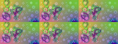 Organik elementler. Botanik çizim kalıbı. Suluboya etkisi. Raster deseni.